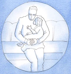 Prawdziwa kontemplacyjna pozostaje blisko Boga, gdy dziecko z ojcem opiera głowę o jego pierś, podnosząc głowę tylko po to, by mówić, 2003 (w/c na papierze)