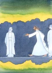 Po śmierci Chrystusa przemknął obok wielu świętych ludzi w podziemiu, by powitać Abrahama, który posłuchał Bożego wezwania do opuszczenia swojego kraju., 2004 (w/c na papierze)