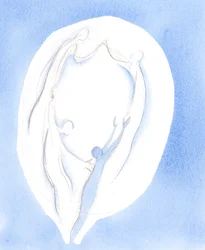 Po spowiedzi, rozgrzeszeniu, modlitwie i pokucie zostałem uniesiony - jak wyjaśnił Pan - do "tańca" Trzech Osób Boskich, 2005 (akwarela na papierze)