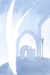 Aniołowie szanują godność umiłowanego ludu Chrystusa; kłaniają się na powitanie, 2000 (w/c na papierze)