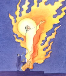 Na Mszy modlimy się z Chrystusem, który zwraca się do Ojca w płonącej miłości Ducha Świętego, 2000 (w/c na papierze)