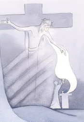 Na każdej Mszy Świętej Przenajdroższa Krew Chrystusa jest przelewana z Krzyża za nasze zbawienie od grzechu, 2000 (w/c na papierze)