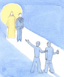 Chrystus uważa się za wyrządzone samemu sobie dobro lub zło, które wyrządzamy innym, 2002 (w/c na papierze)