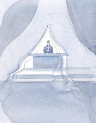 Chrystus zbliża się do Nieba – jak gdyby owinięty w delikatne płótno – tych, którzy spożywali Boski Pokarm na tym święcie, 2001 (w/c na papierze)
