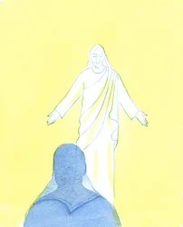 Chrystus patrzył na mnie z ogromną miłością i czułością, gdy wyrażałam żal i miłość, 2003 (w/c na papierze)