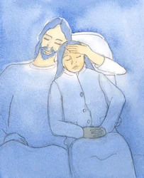 Chrystus uwielbia witać swoich przyjaciół w Komunii Świętej, 2004 (w/c na papierze)
