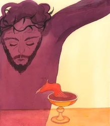 Chrystus przelał za nas swoją życiodajną krew na Kalwarii, 2000 (w/c na papierze)
