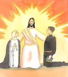 Chrystus obiecał ogromne nagrody wszystkim, którzy opuszczą "domy, ziemie lub dzieci" dla Niego, 2005 (akwarela na papierze)