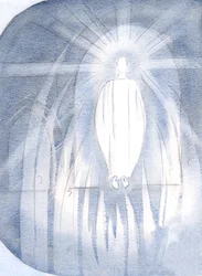 Chrystus stanął przed tabernakulum w otoczeniu adorujących aniołów., 2000 (w/c na papierze)
