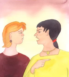 Nawet wielu katolików narzeka i skarży się, gdy prosi się ich o znoszenie rzeczy, które są bolesne lub niewygodne, 2005 (akwarela na papierze)
