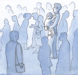 Bóg sprawił, że zobaczyłem każdą indywidualną duszę, każde cierpiące serce, 2000 (w/c na papierze)