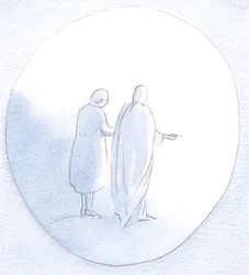 Był obok mnie, wyciągając rękę, by pomagać i pocieszać innych, gdziekolwiek wyciągałem do nich rękę., 2001 (w/c na papierze)
