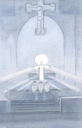 Widziałam Chrystusa patrzącego na swój lud, cieszącego się, że jest tu z nami wszystkimi., 2000 (w/c na papierze)