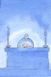 Widziałam promienie światła płynące ze Świętej Hostii: przypomnienie Boskości Chrystusa i pochodzenia obrazu „Promieniującego Światła”, 2003 (w/c na papierze)