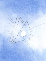 Pokazano mi symbol Trójcy Świętej: trzy trójkąty, z ogniem podobnym do roztopionej lawy (reprezentującym Boską Miłość) w sercu każdego, 2003 (w/c na papierze)