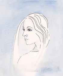 W Niebie Dziewica Maryja podziela troskę syna o wszystko, co dzieje się na ziemi, 2000 (w/c na papierze)