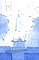 To było tak, jakby podłoga Nieba była rozciągnięta nad ołtarzem, tak że Chrystus był obecny zarówno w Niebie, jak i na Ołtarzu, 2003 (w/c na papierze)
