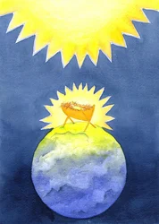 Jezus Chrystus jest Bogiem-człowiekiem; jednak przyszedł na ziemię nie w mocy, ale jako bezradne dziecko, 2001 (w/c na papierze)
