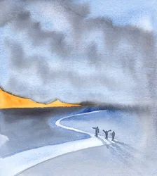 Dawno temu, zanim Chrystus przyszedł na ziemię, ludzie szukali znaków i cudów, tęskniąc za dowodami na istnienie Boga, Jego naturę i Jego życzenia, 2005 (akwarela na papierze)