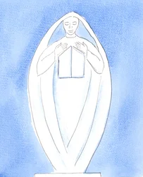 Maryja, pierwsze tabernakulum: Pan wyjaśnił, że Jego Matka Maryja była pierwszym "tabernakulum", ponieważ nosiła w sobie Chrystusa, 2004 (akwarela na papierze)