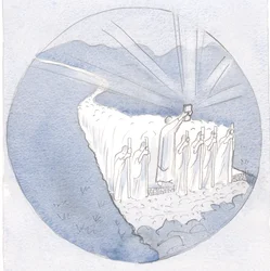 Drogą Tradycji Świętej, trzymając w górze Pismo Święte, kroczą nauczyciele: biskupi i księża z całym ludem., 2001 (w/c na papierze)