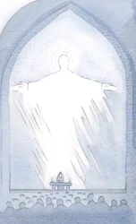 Pewnego dnia, podczas konsekracji, obecność Chrystusa wypełniła świątynię w chwale 2000 (w/c na papierze)