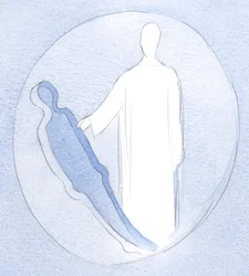 Nasze ziemskie cierpienia, wyjaśnił Chrystus, są jak „łuski całego ciała”, dzięki którym możemy zostać ukształtowani w nowe osoby: przez Boską Miłość., 2001 (w/c na papierze)