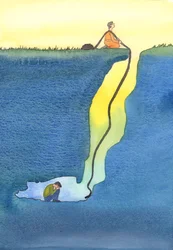 Nasza modlitwa jest jak lina ratunkowa spuszczona z Nieba, aby pomóc zagubionym i uwięzionym w trudnościach, 2002 (w/c na papierze)