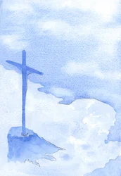 Ludzie w każdym mieście i wiosce zawdzięczają łaski teraz im ofiarowane zasługom Chrystusa, który składa Swoją Ofiarę na naszym ołtarzu, 2002 (w/c na papierze)