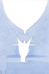 Duch Święty - jakby z rozpostartymi skrzydłami - unosił się nad głową Chrystusa, przyjmując Jego ofiarę w miłości Ojca., 2001 (w/c na papierze)