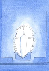 Widok promiennej i chwalebnej Obecności Chrystusa był szczególnym darem Ojca do pracy i świadectwa, 2003 (w/c na papierze)