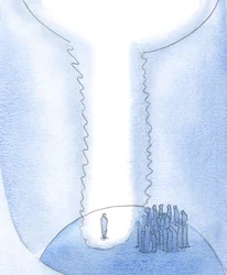 Dusza, która opróżnia się z próżnych pragnień, tworzy miejsce na ziemi dla Chrystusa, a Niebo i ziemia łączą się, 2000 (w/c na papierze)