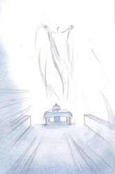 Jaką ucztą jest Ofiara Samego Siebie Chrystusa na Ołtarzu; Jego Aniołowie radują się chwałą Zmartwychwstałego Pana., 2001 (w/c na papierze)