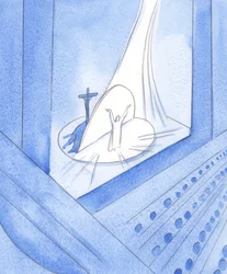 Kiedy Chrystus jest Realnie Obecny przed nami, w Świętej Ofierze, jesteśmy obecni w całym Jego życiu, które jest „w” Nim teraz, 2002 (w/c na papierze)