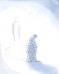 Kiedy dusza rezygnuje ze swoich osobistych ambicji, z miłości do Chrystusa, Chrystus daje jej szatę, którą będzie nosić, gdy idzie do Ojca., 2001 (w/c na papierze)