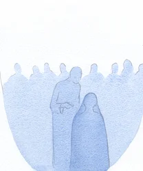 Kiedy Dzieciątko Jezus zostało znalezione w Świątyni, pochylił się do przodu, cicho wyjaśniając Swojej Świętej Matce (z nieskończoną życzliwością), że Jego dzieło już się rozpoczęło., 2001 (w/c na papierze)