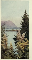 Ogród, Lago di Como, ilustracja z „Włoskich jezior” Richarda Bagot