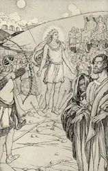 Każda strzała przestrzelona przez głowę, ilustracja z „Mity z wielu krain”, opublikowana w 1912 r.