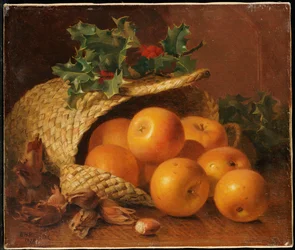 Martwa natura z jabłkami, orzechami laskowymi i ostrokrzewem, 1898