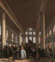Wnętrze Synagogi Portugalskiej w Amsterdamie