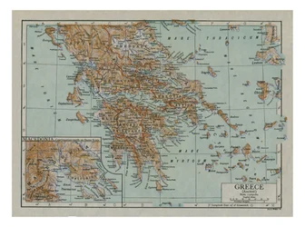 Mapa starożytnej Grecji, ok. lata 1910