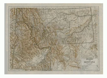 Mapa Idaho i Montany, USA, c1910.