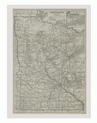 Mapa Minnesoty, USA, ok. 1900.