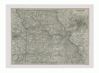Mapa stanu Missouri, USA, ok. 1900.