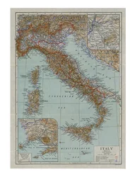Mapa współczesnych Włoch, c1910.