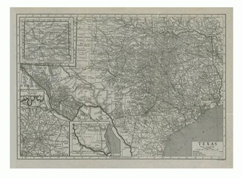 Mapa Teksasu, USA, c1910.