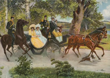 Małgorzata Connaught z Gustawem VI Adolfem i księciem szwedzkim Wilhelmem z żoną wielką księżną Marią Pawłowną z Rosji, ok. 1914 r.
