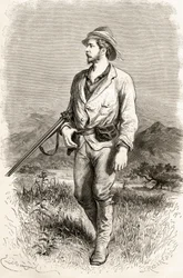 Sir Henry Morton Stanley, ilustracja z „Świat w rękach”, szturmowana przez J. Roberta, opublikowana w 1878 r.