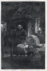 Myriel Eveque z rodziną w żałobie – ilustracja Emile Bayard (1837-1891) do „Nędzników – pierwsza część: Fantine” Victora Hugo (1802-1885) 1862