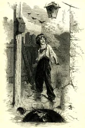 Victor Hugo: Nędznicy. Gavroche, chłopiec z Paryża. Ilustracja Émile